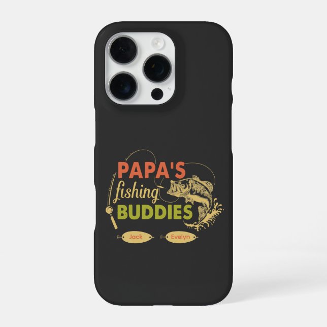 Funda Para iPhone Papa’s Fishing Buddies Personalized grandkids Name (Reverso)