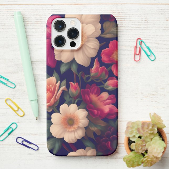 Funda Para iPhone Papel de pared con motivos florales (En el escritorio)