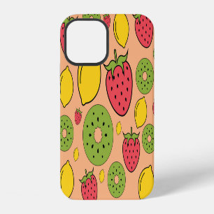 Funda Para iPhone 12 Papel pintado afrutado: fresas, limones, kiwis.