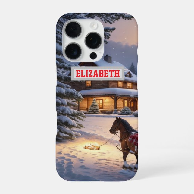 Funda Para iPhone Papel pintado de Navidad personalizado con foto (Reverso)