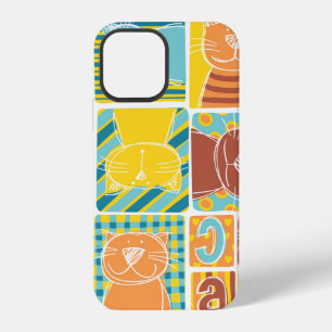 Funda Para iPhone 12 Papel pintado de tela de remiendo de gato divertid
