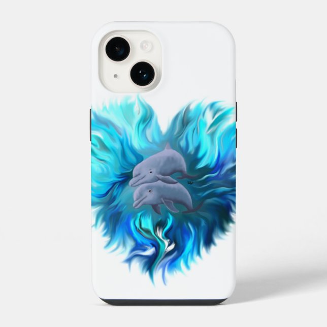 Funda Para iPhone Par de delfines (Reverso )