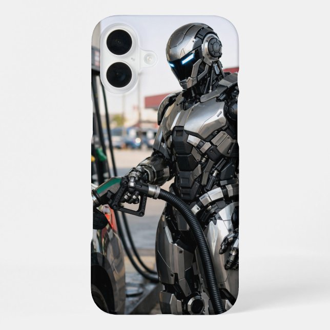 Funda Para iPhone Parada de combustible futurista ("When machines take the wheel, even refueling becomes a glimpse into tomorrow.")