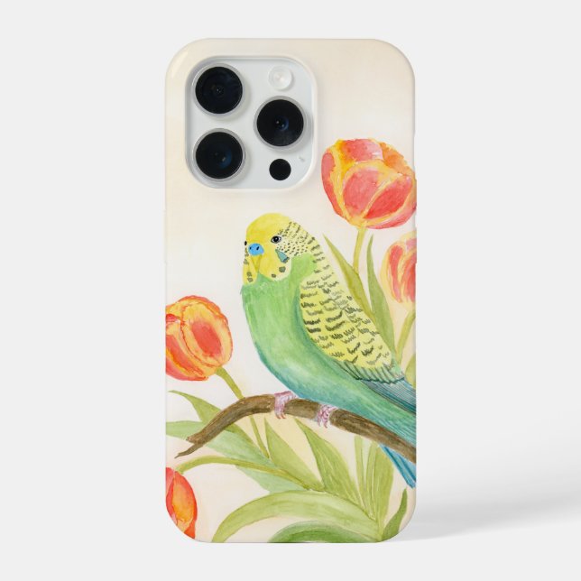 Funda Para iPhone Parakeet with Tulips  (Reverso )