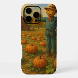 Funda Para iPhone 16 Pro Max parche de calabaza de otoño y espantapájaros