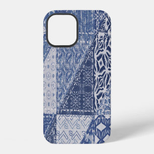 Funda Para iPhone 12 Parche de triángulo de mezclilla con textura vinta