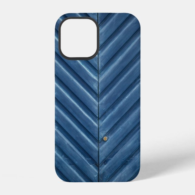 Funda Para iPhone Pared azul de madera (Reverso )