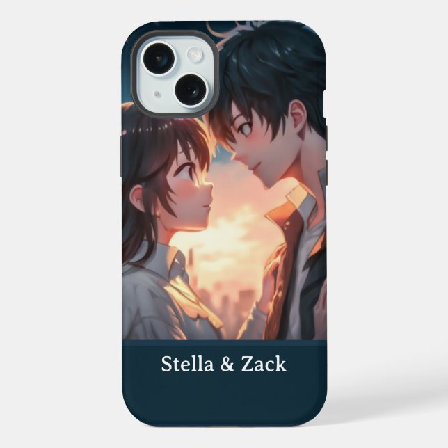 Funda Para iPhone Pareja Anime Sunset (Reverso )