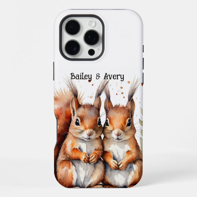 Funda Para iPhone Pareja de ardillas adorables y acurrucadas persona (Reverso )