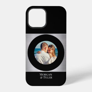 Funda Para iPhone 12 Pro Pareja de bricolaje Foto y nombres Blk Circle Plat