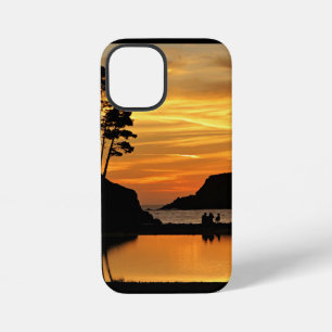 Funda Para iPhone 12 Mini Pareja y perro atardecer Orange Beach Costa de Cal
