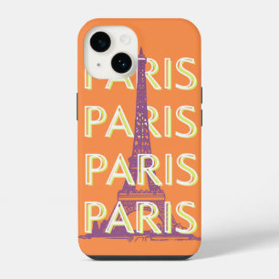 Funda Para iPhone 14 París, Arte de Viaje, Arte de Viaje Retro, Naranja