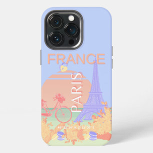 Funda Para iPhone 13 Pro París, Francia, arte de viajes, Preppy, Pastel, Az