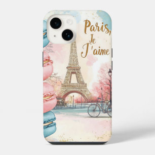 Funda Para iPhone 14 París, Te Amo - Torre Eiffel con Macarons