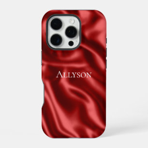 Funda Para iPhone 16 Pro Passion Red Romantic Faux Satin