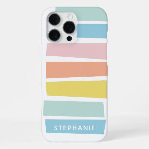 Funda Para iPhone 16 Pro Max Pastel Geométrico Moderno Colorido Nombre Personal
