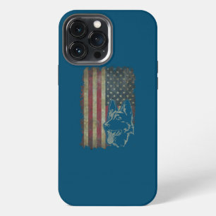 Funda Para iPhone 13 Pro Max Pastor Alemán Dueño de Perro Divertido Bandera Ame