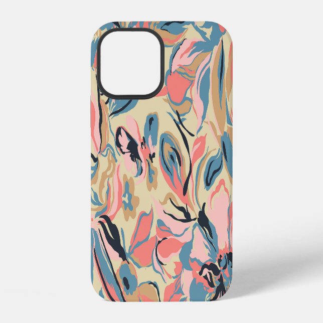 Funda Para iPhone Patchwork abstracto: floral geométrico crema. (Reverso )