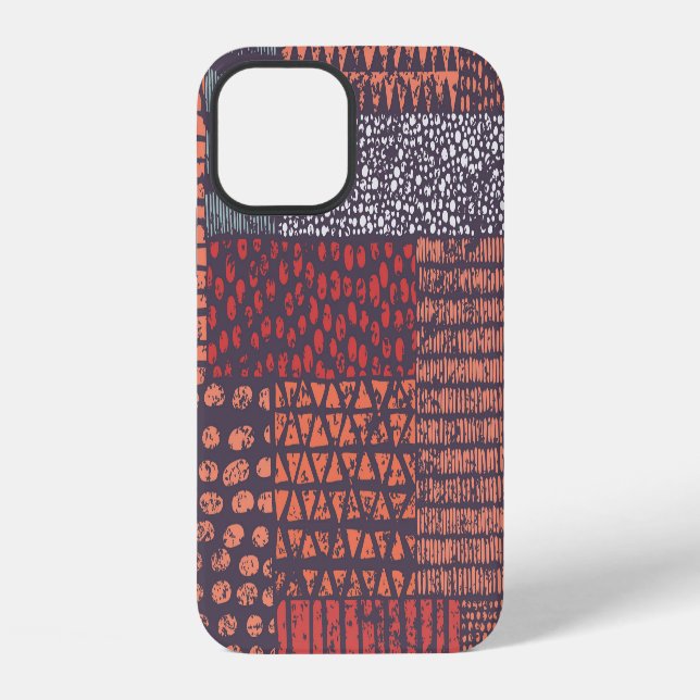 Funda Para iPhone Patchwork bohemio: diseño continuo dibujado a mano (Reverso )