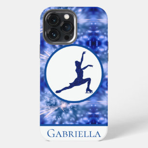 Funda Para iPhone 13 Pro Max Patinaje Artístico Femenino Azul Abstracto  