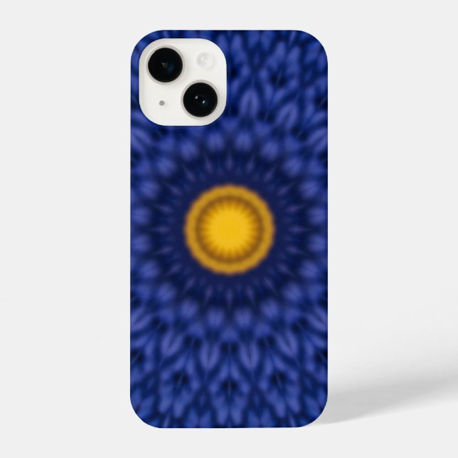 Funda Para iPhone Pato azul con caleidoscopio amarillo (Reverso )