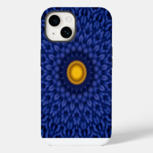 Funda Para iPhone 14 Pato sobre azul con caleidoscopio amarillo