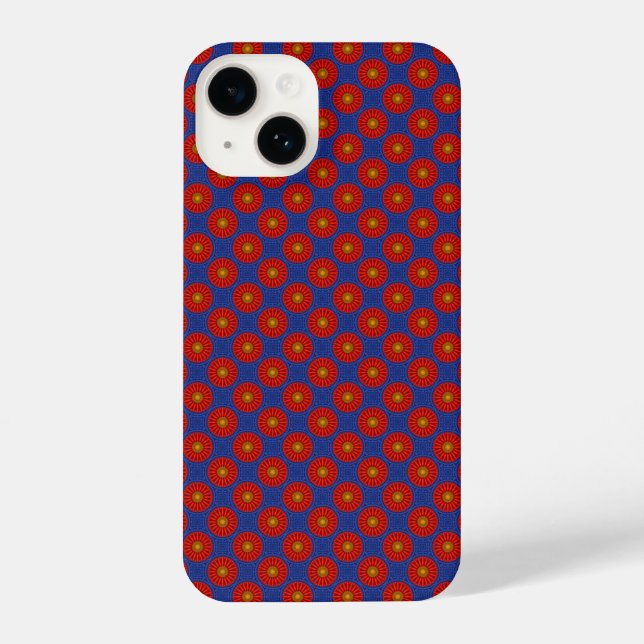 Funda Para iPhone Pato sobre azul con caleidoscopio rojo (Reverso )