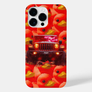 Funda Para iPhone 14 Pro Max Patos rojos con un camión rojo 4x4