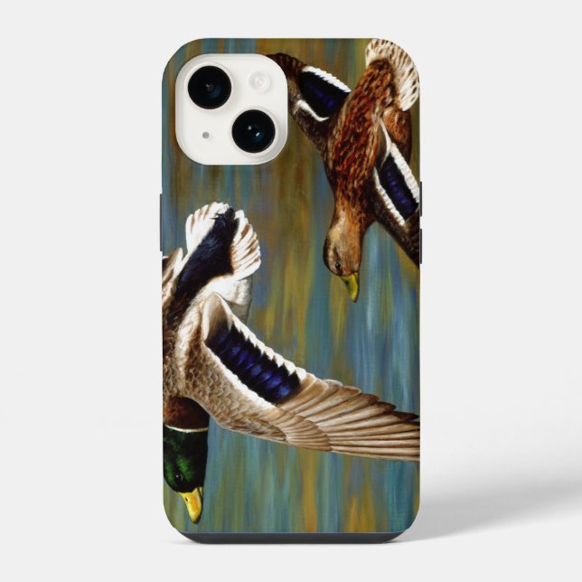 Funda Para iPhone Patos Silbones Volando Sobre Estanque (Reverso )
