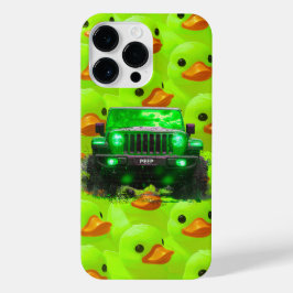 Funda Para iPhone 14 Pro Max Patos verdes limones con un camión verde 4x4