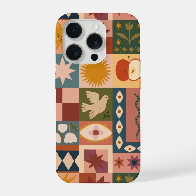 Funda Para iPhone Patrocinio celeste bohemio con símbolos místicos (Reverso )