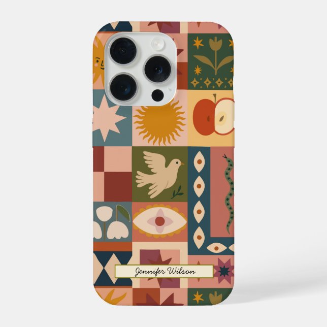 Funda Para iPhone Patrocinio celeste bohemio con símbolos místicos (Reverso )