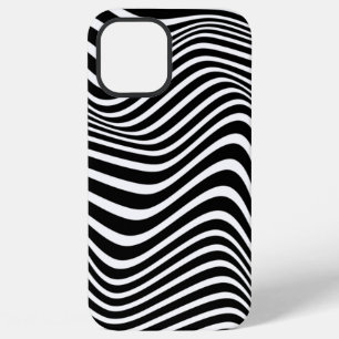 Funda Para iPhone 12 Pro Max Patrón abstracto con líneas onduladas negras y bla