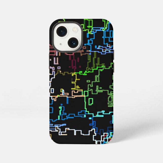 Funda Para iPhone Patrón abstracto de línea multicolor digital (Reverso )