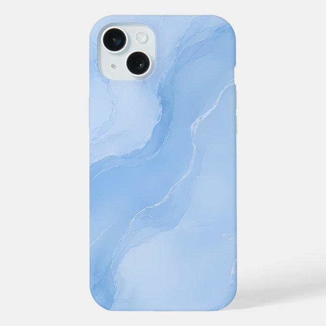 Funda Para iPhone Patrón abstracto de mármol azul suave (Reverso )