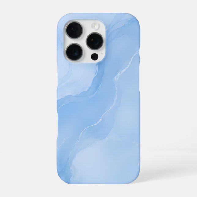 Funda Para iPhone Patrón abstracto de mármol azul suave (Reverso)