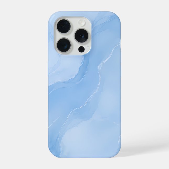 Funda Para iPhone Patrón abstracto de mármol azul suave (Reverso )