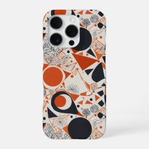 Funda Para iPhone 16 Pro Patrón abstracto geométrico en coral, rojo y marfi
