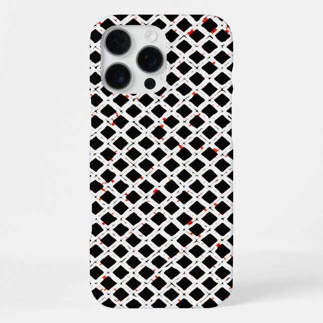Funda Para iPhone Patrón abstracto rojo blanco negro chic (Reverso )