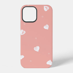 Funda Para iPhone 12 Patrón abstracto sin fisuras con corazones dibujad