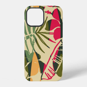 Funda Para iPhone 12 Patrón abstracto sin fisuras con hojas tropicales.