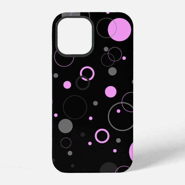 Funda Para iPhone Patrón abstracto sin fisuras gris rosa con círculo (Reverso )