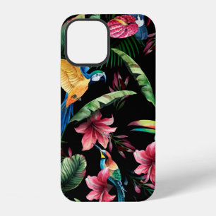 Funda Para iPhone 12 Patrón acuarela sin costura, aves tropicales, touc