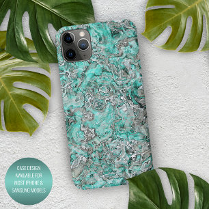 Funda Para iPhone 11Pro Max Patrón agrietado de minerales verdes de color turq