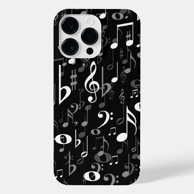 Funda Para iPhone Patrón aleatorio de notas musicales divertidas (Reverso)