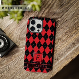 Patrón Argyle Rojo Brillante Rosa Negro Personaliz