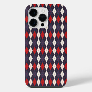 Funda Para iPhone 14 Pro Max Patrón argyle violeta profundo rojo