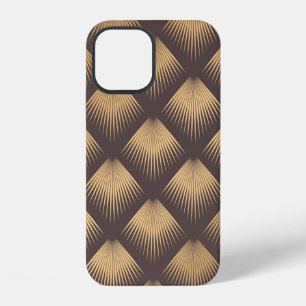 Funda Para iPhone 12 Patrón Art Decó. Fondo dorado impecable. Mini