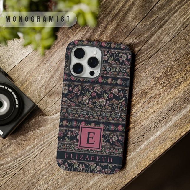 Funda Para iPhone Patrón azteca rosa rosado oscuro claro personaliza (Customizable Light Dark Grey Pink Aztec Pattern iPhone Case)