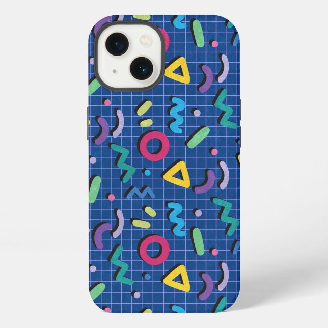 Funda Para iPhone Patrón Azul de Memphis (Reverso )